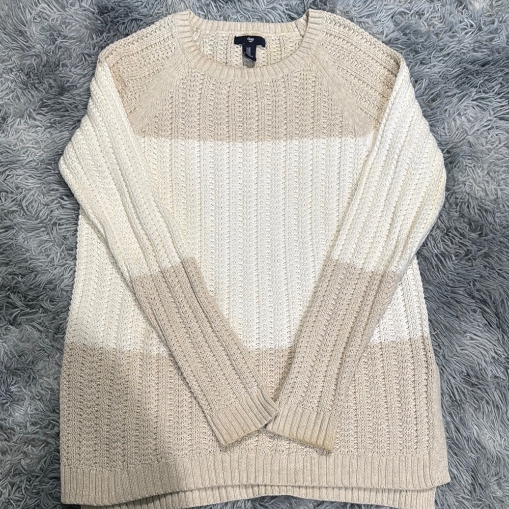 GAP Women's Cream and Tan Sweater